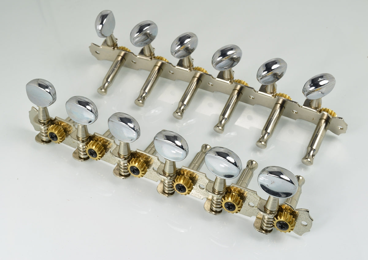 12 String Guitar Machine Heads On Plate Chrome