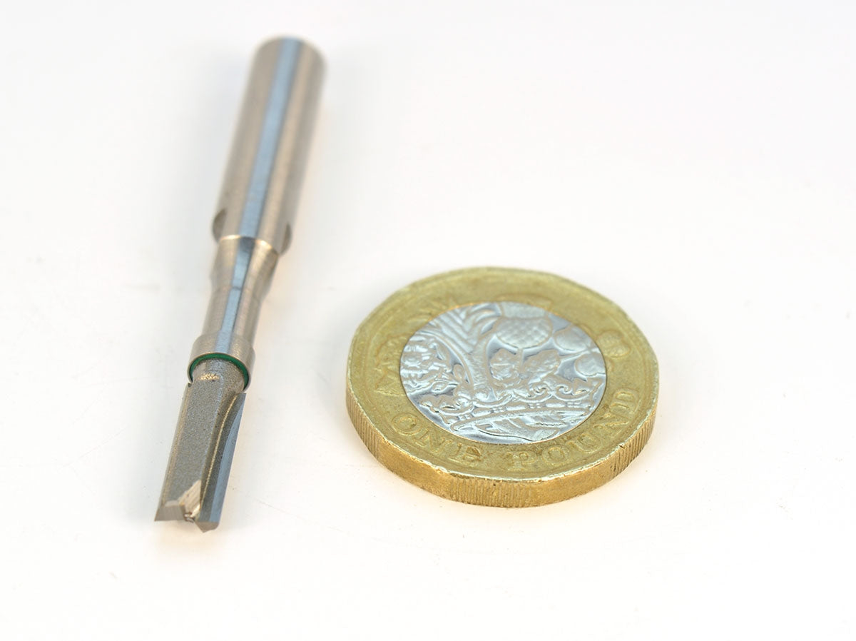 47222 Miniature Flush Trim Plunge Template 3/16 Dia x 1/2 x 1/4 Inch Shank Carbide Tipped Router Bit with Mini 3/16 Dia Upper Ball Bearing
