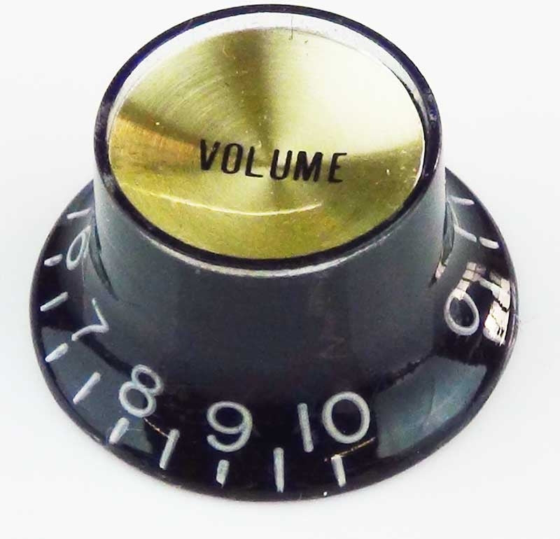 Black Hat Inch Tone Knob with gold cap from Hosco