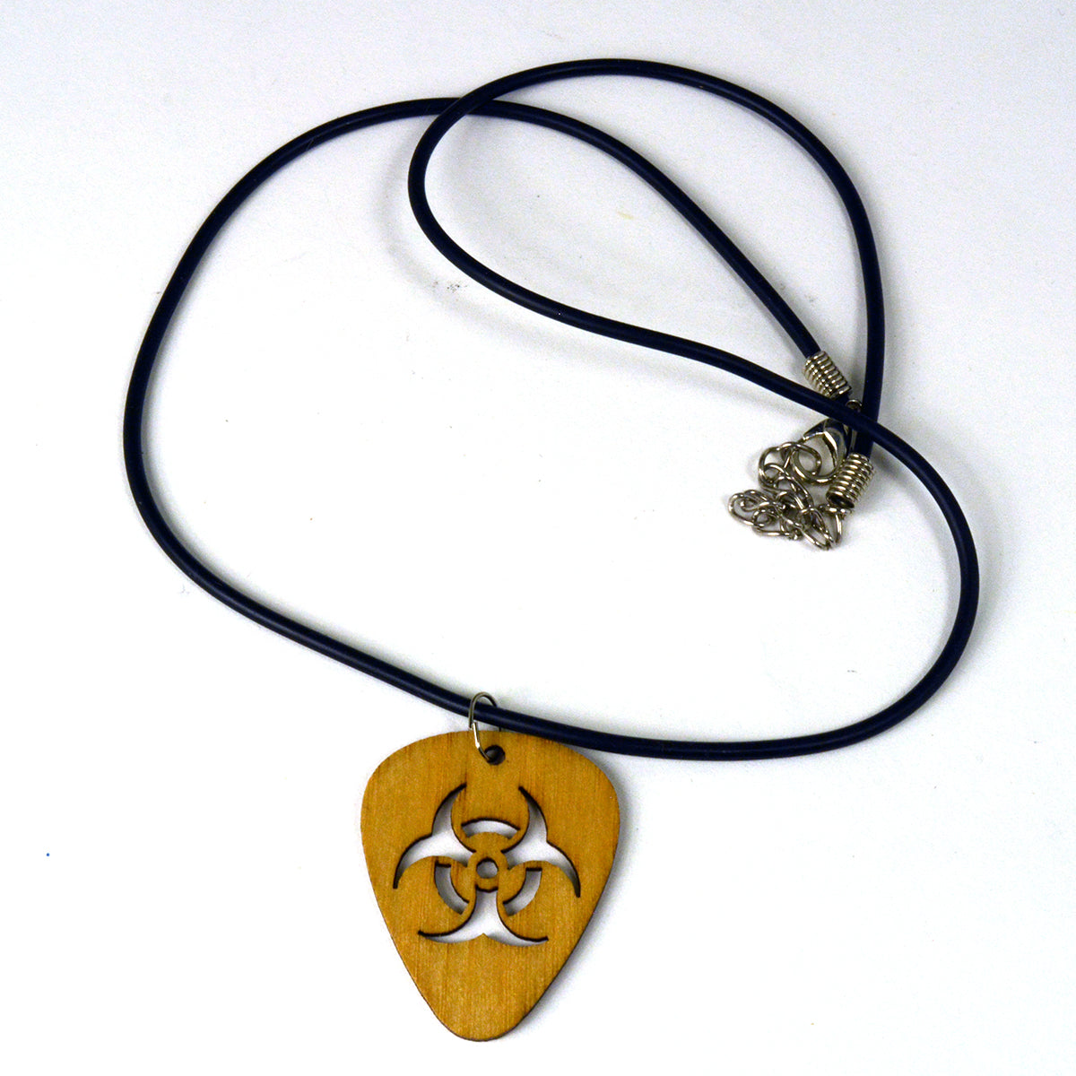 Light Wood Pick Pendant Necklace Biohazar