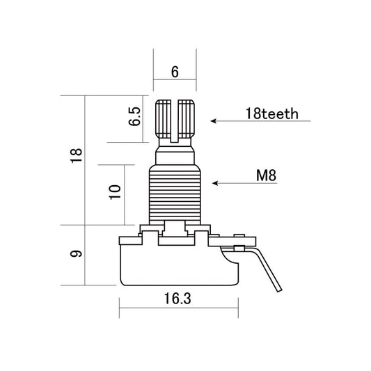 Alpha Control Pot 500K Log 16mm