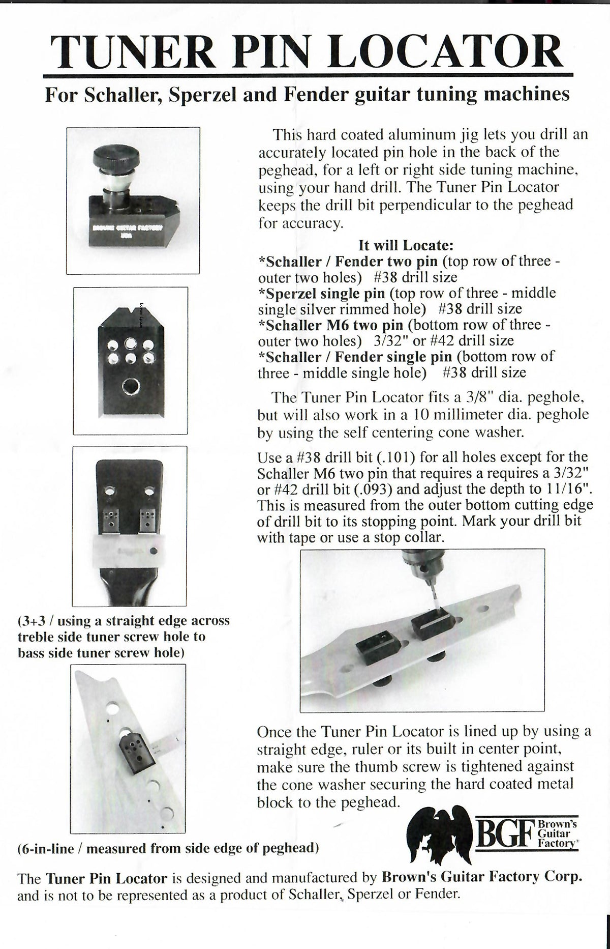 Tuner Pin Drill Jig