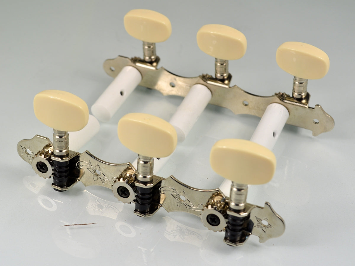 Classical Guitar Tuners Nickel with Ivory Plastic buttons