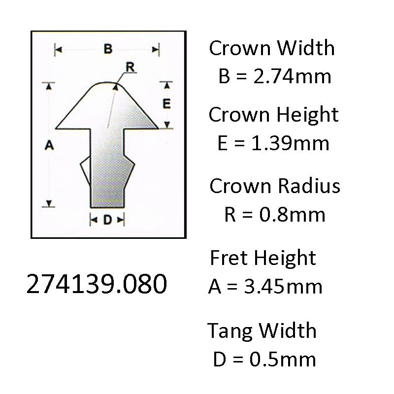 Sintoms Fret wire 2.74mm crown width, Triangular Profile