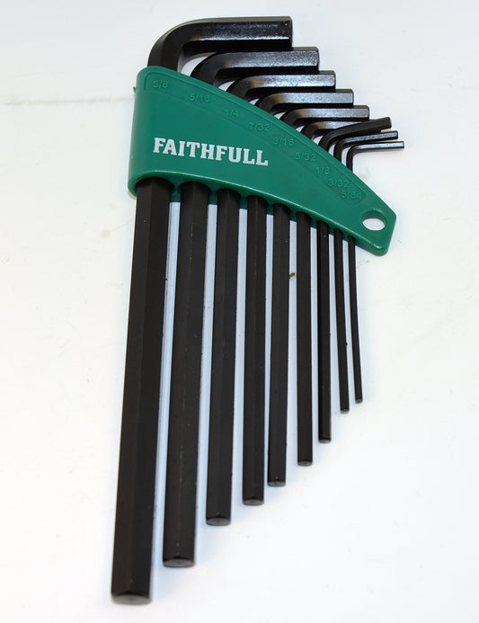 Faithfull Tools Hex Key Set Of 9 Imperial (Inch)
