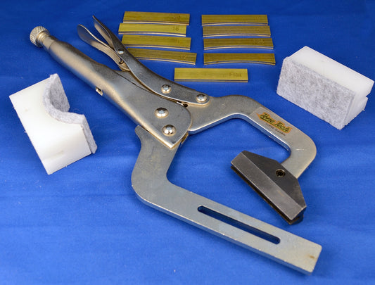 Hand-held Fretting clamp with 2 cauls 9 inserts